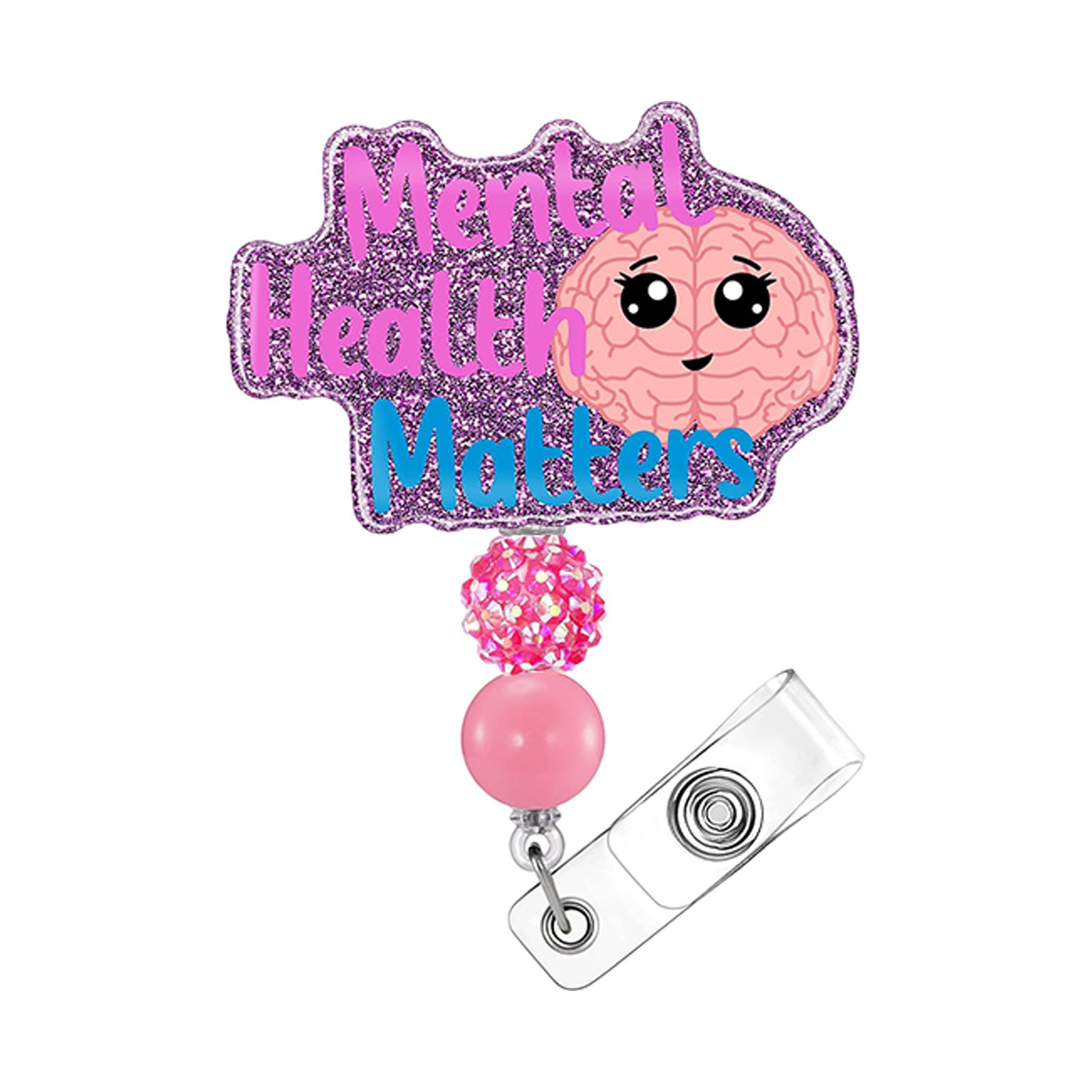 Wholesale Badge Reels Rainbow Cow Acrylic Beaded Ball Badge Scroll Retractable Keychain